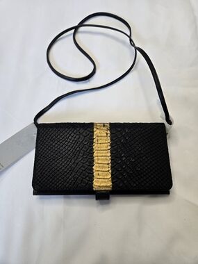 The Sak Paloma Leather Textured Crossbody Wallet with Gold Accent